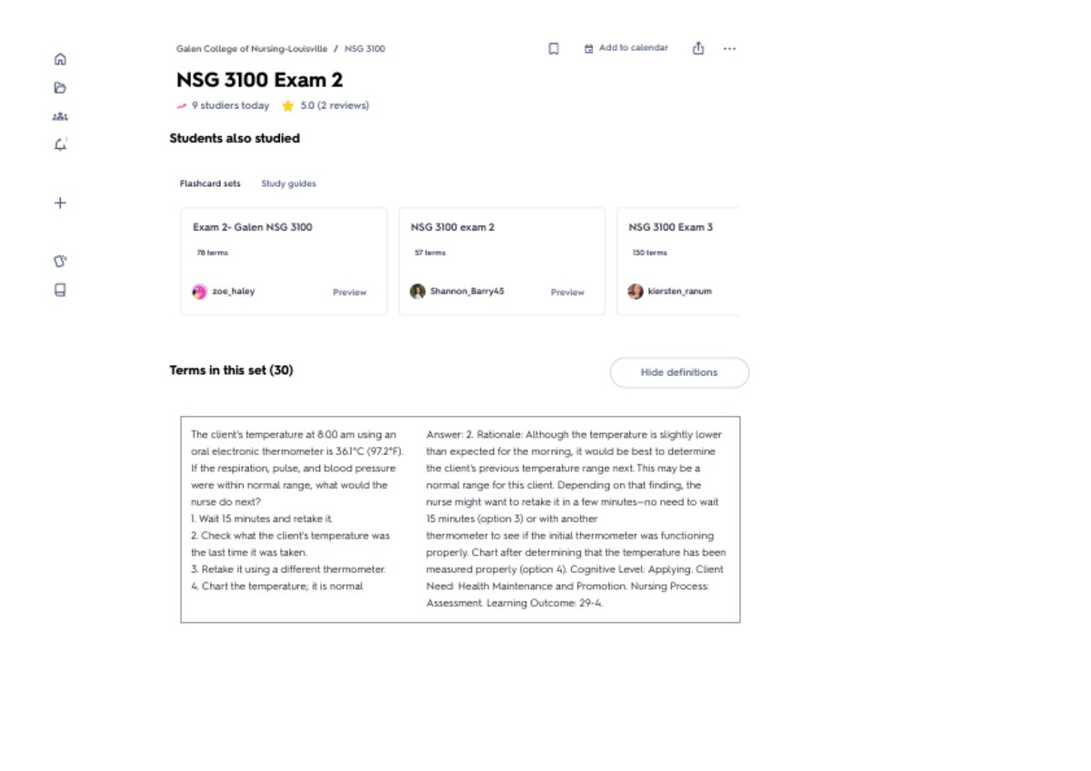 NSG3100 exam 2 preview