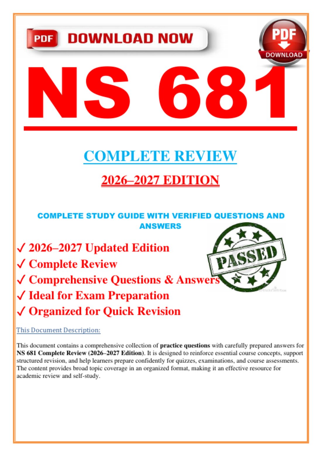 NS 681 (NURS 681) Complete Review 2026–2027 | Final Exam Study Guide | Practice Questions & Answers preview