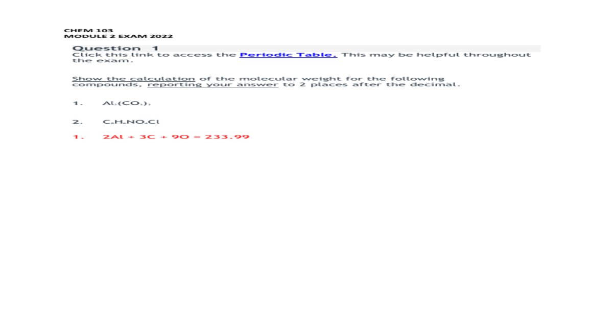 Portage learning chem 103 module 2 exam