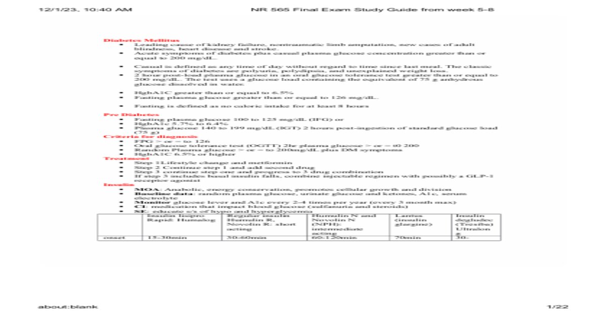 NR 565 Final Exam Study Guide from week 5-8 - Advanced Pharmacology Fundamentals (NR-565)