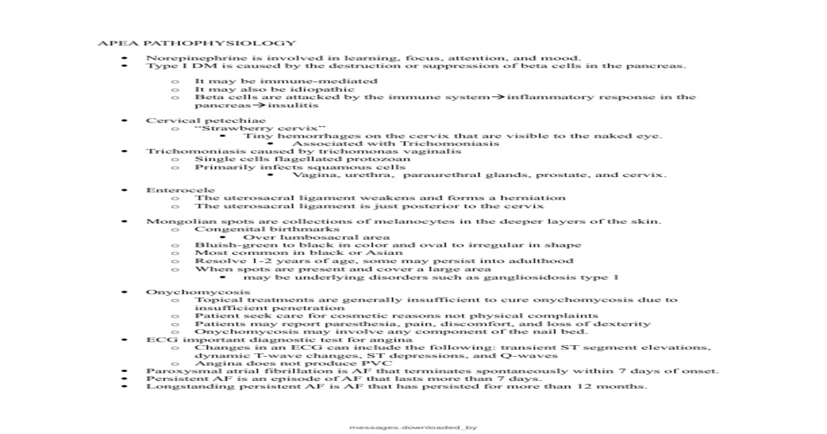 APEA Pathophysiology EXAM 2026/2027 AND PRACTICE EXAM TESTBANK