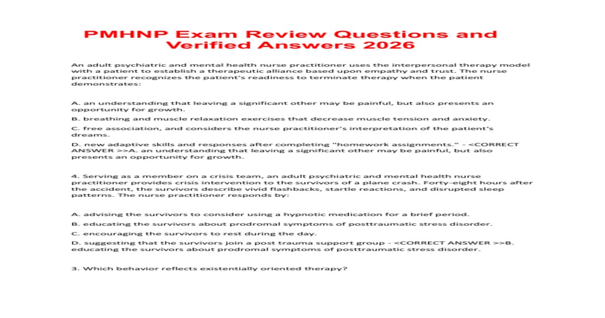 BARKLEY PMHNP EXAM 2026 – REVISED TEST BANK + VERIFIED Q&A | COMPLETE STUDY PDF