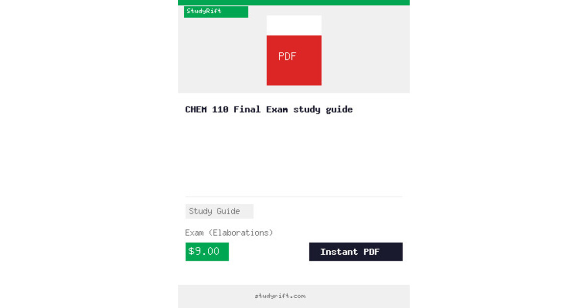 CHEM 110 Final Exam study guide