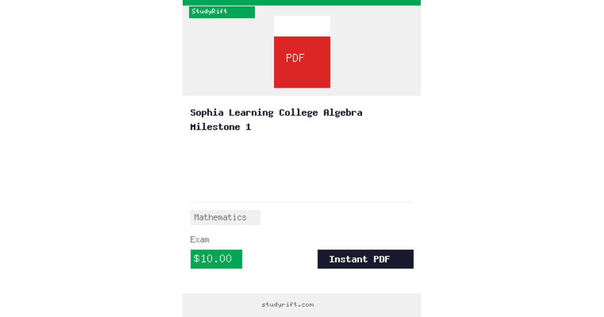 Sophia Learning College Algebra Milestone 1