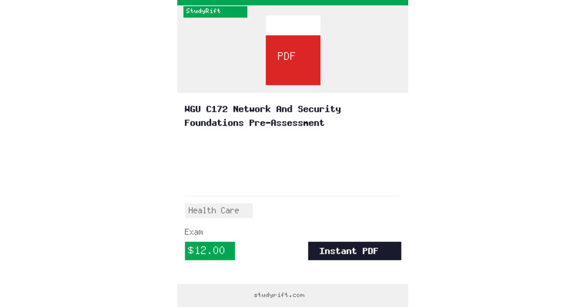 WGU C172 Network And Security Foundations Pre-Assessment
