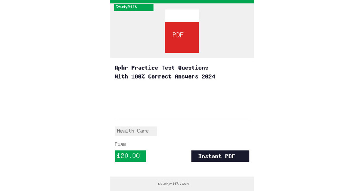 Aphr Practice Test Questions With 100% Correct Answers 2024