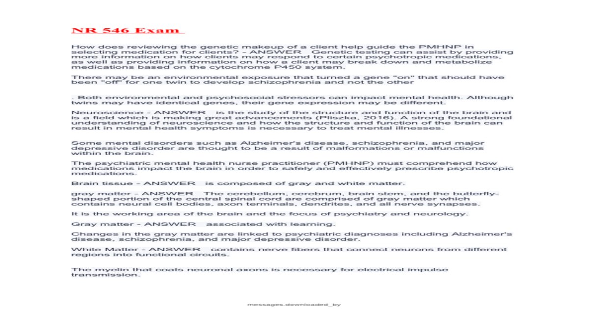 NR 546 FINAL EXAM VERSION 1 AND VERSION 2 NEWEST 2026 ACTUAL EXAM QUESTIONS AND WELL DETAILED ANSWERS/NEWEST UPDATE