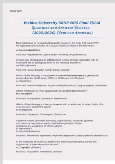 NRNP 6675 Final Exam Graded A+ 2025