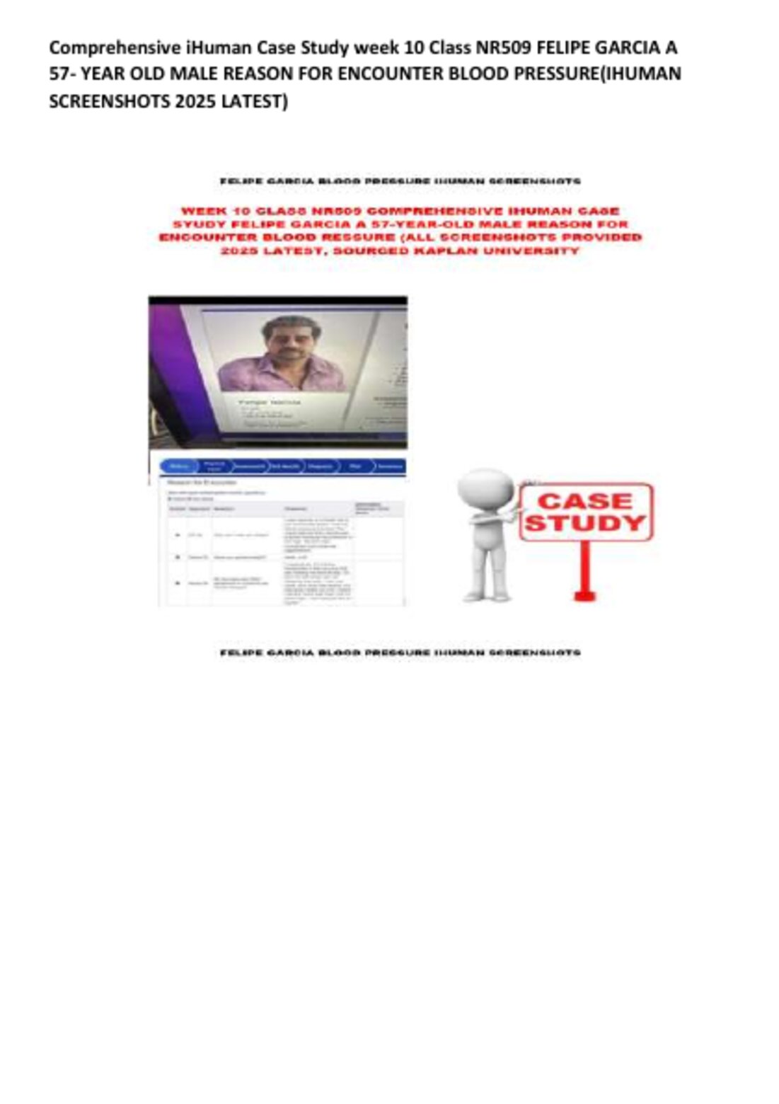 NR 509 WEEK 5 IHUMAN Case Study: Felipe Garcia Complete With SOAP Note Aug 2026 preview