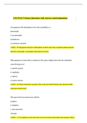 ATI TEAS 7 Science Questions and Answers – Complete Exam Preparation Guide