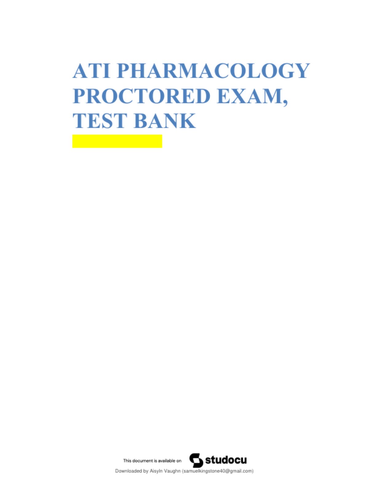 ATI RN&PN Pharmacology Proctored study guide preview