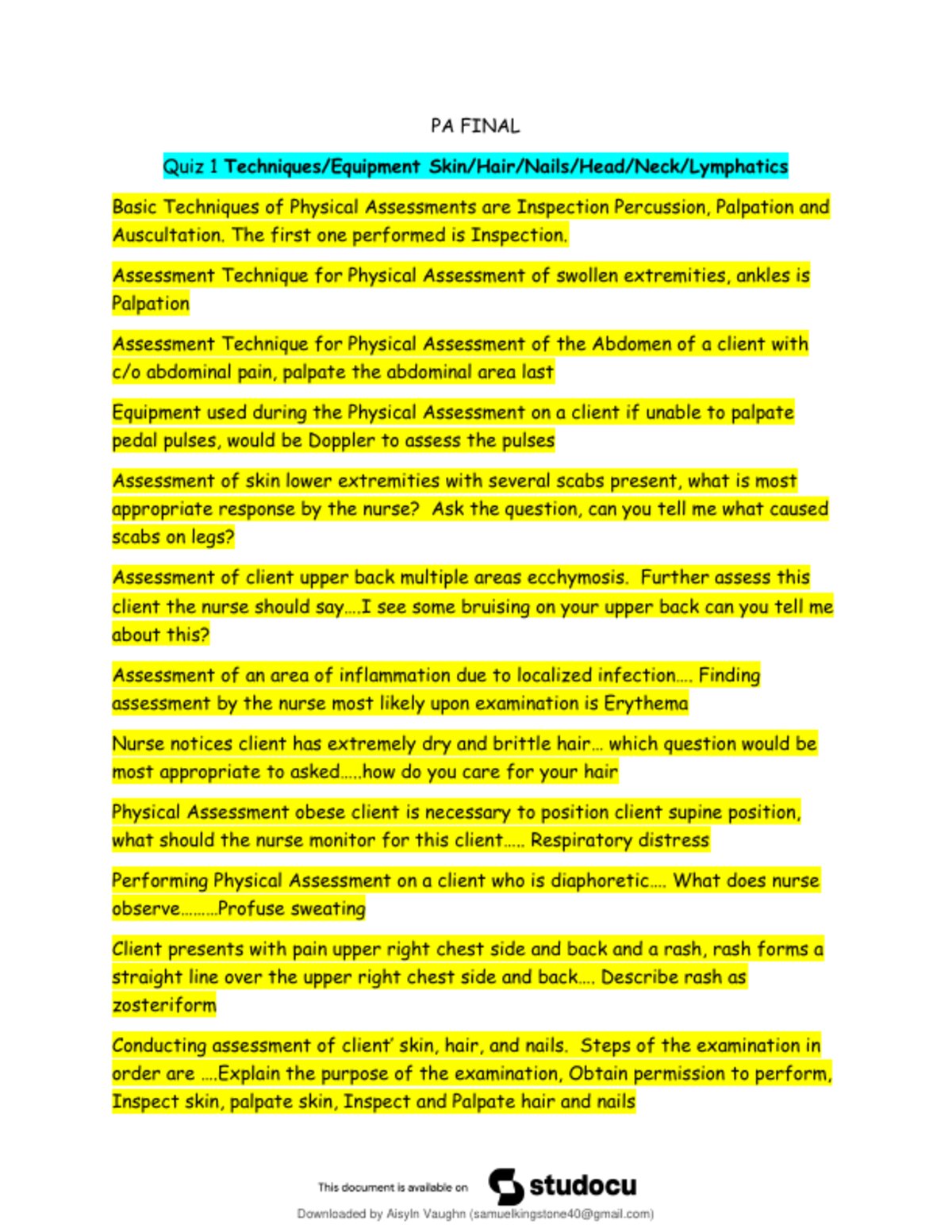 West Coast University - NURS 190 PA FINAL Exam - Latest - A preview