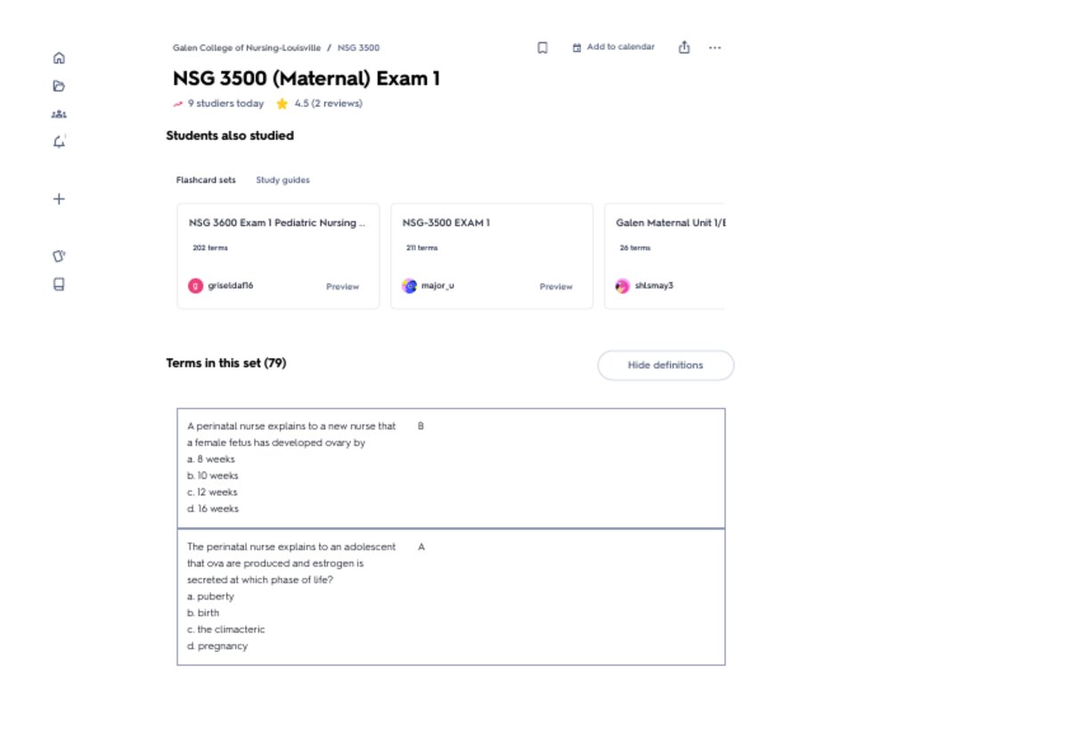 NSG 3500 (Maternal Health) exam 1