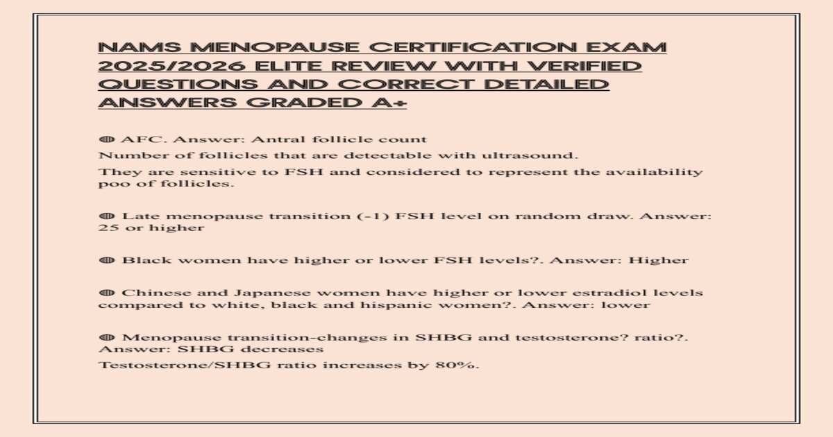 Nams menopause certification exam 2025