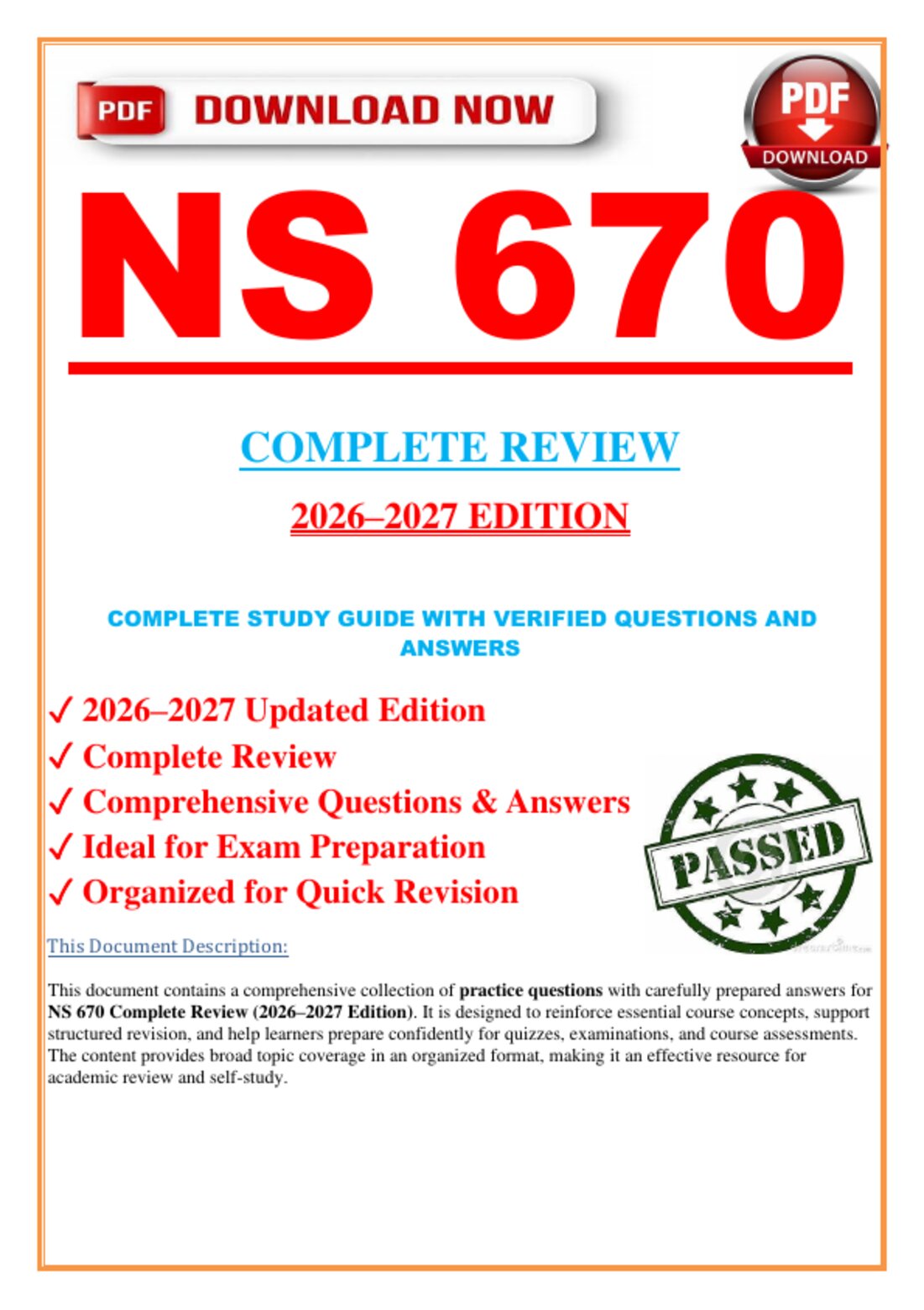 NURS 670 Final Exam 2025–2026 | Complete Study Guide | Practice Questions & Answers PDF preview