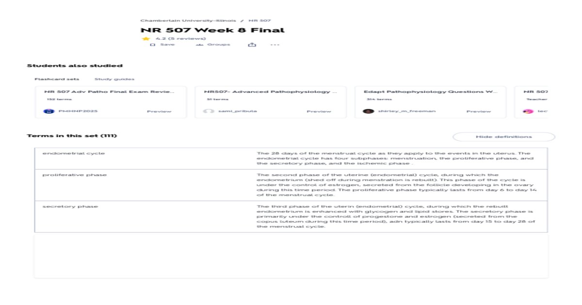 NR 507 Week 8 Final — Healthcare Exam (Elaborations)