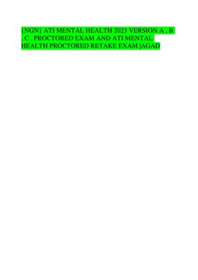 ATI Mental Health Proctored Exam Study Guide – Versions A, B and C Review
