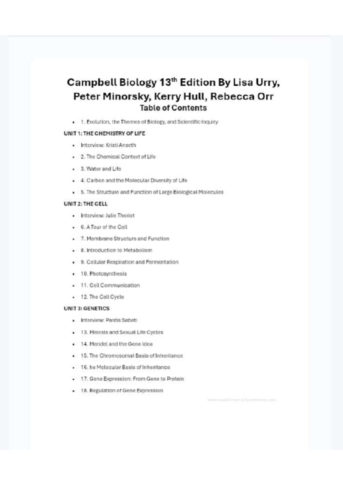Test Bank Campbell Biology 13th Edition By Lisa Urry, Peter Minorsky, Kerry Hull, Rebecca Orr preview