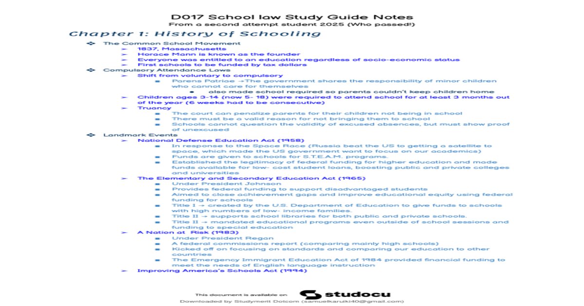 WGU D017 SCHOOL LAW EXAM PREP 2026 QUESTIONS WITH SOLUTIONS UPDATED STUDY GUIDE