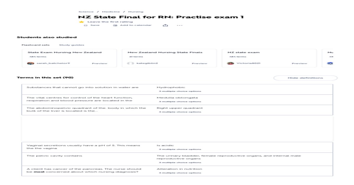 NZ NURSING STATE EXAM AND PRACTICE EXAM NEWEST 2026 TEST BANK| NEW ZEALAND NURSING STATE FINAL EXAM PREP WITH COMPLETE 800 REAL EXAM QUESTIONS AND CORRECT DETAILED ANSWERS (VERIFIED ANSWERS) ALREADY GRADED A+ (MOST RECENT!!
