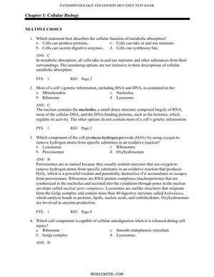 Pathophysiology 8th Edition McCance & Huether Test Bank / Text Bank – Complete Study Resource