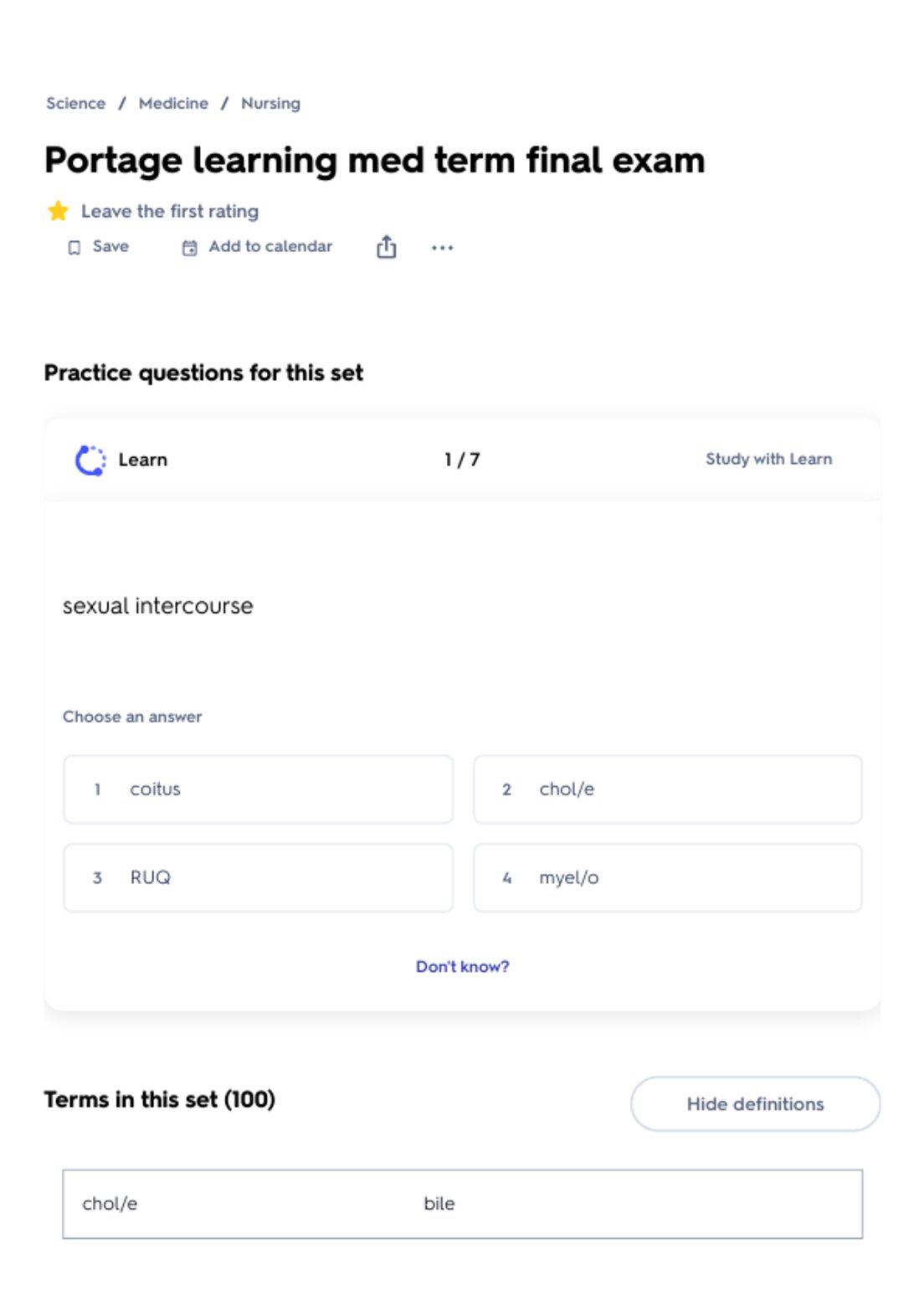 Portage learning med term final exam Questions with 100% Verified Answers UPDATED!!!.