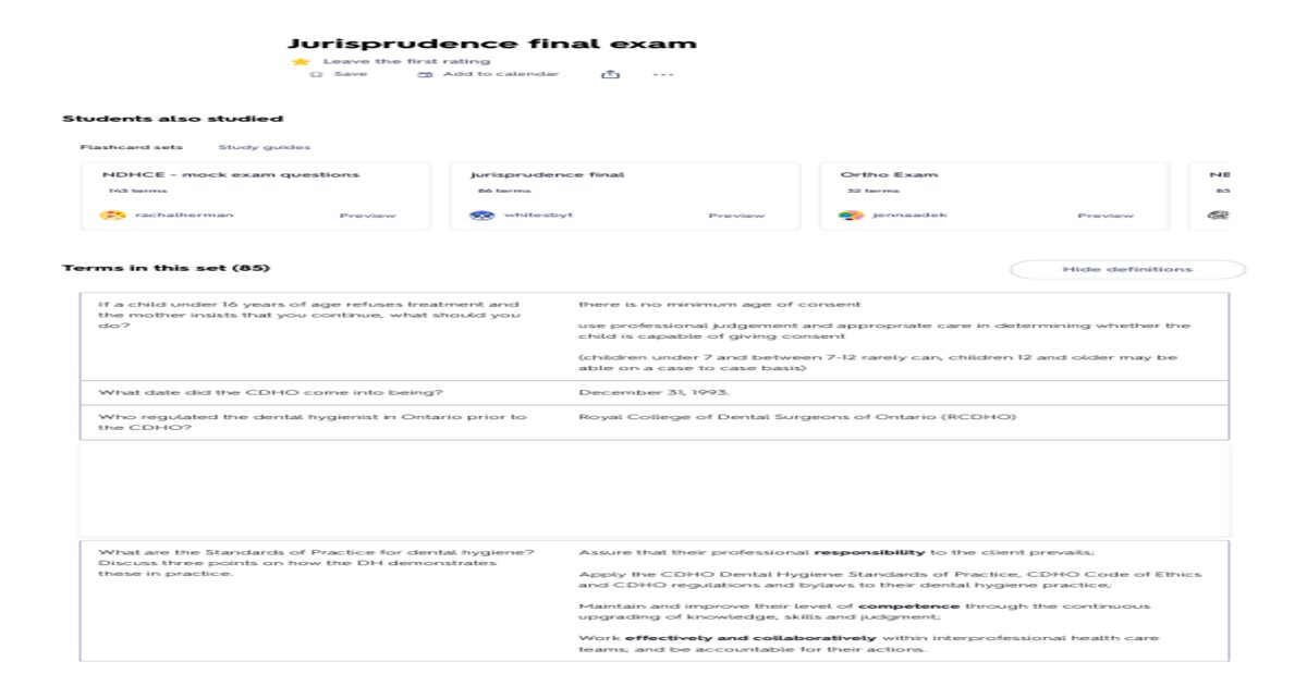 Georgia Dental Jurisprudence Final Assessment Review 2026 (Qns and Ans)