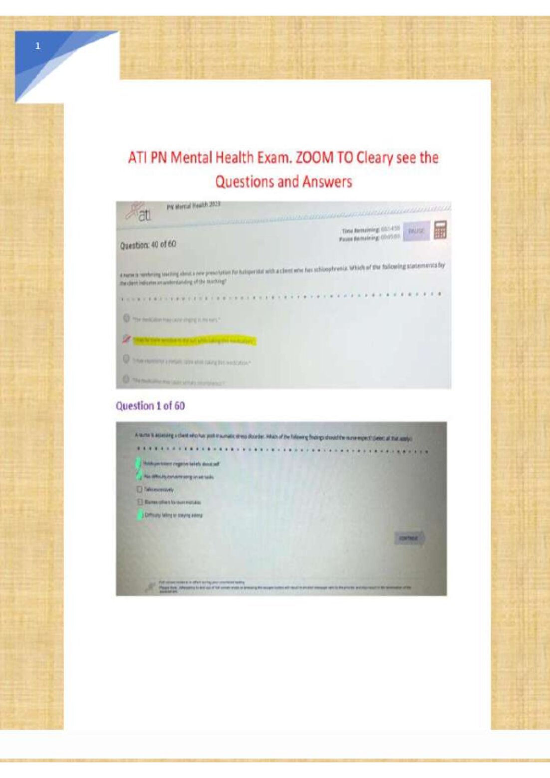 ATI PN Mental Health Proctored Exam with NGN 2023–2026 | 60 Questions and Answers