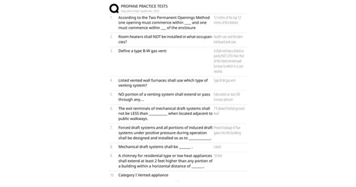 PROPANE PRACTICE TESTS Exam 2026/2027 | Actual Exam Questions & Correct Answers