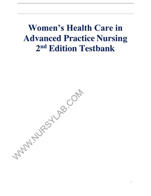 Test Bank for Women’s Health Care in Advanced Practice Nursing 2nd Edition Alexander | Questions and Answers
