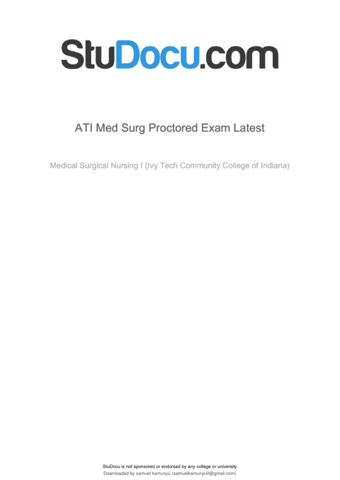 ATI Med Surg Proctored Exam Latest