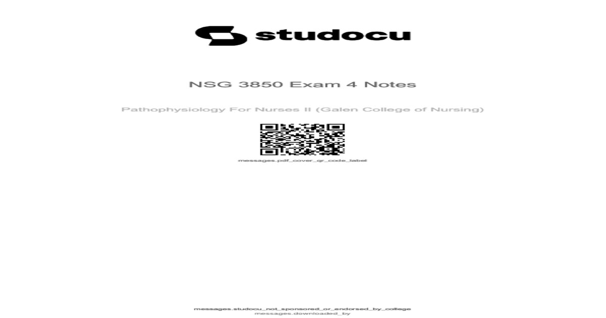 NSG 3850 Final Exam 4
