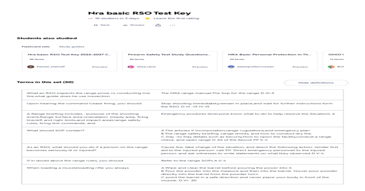 NRA Basic RSO Test Key 2025 – Complete Questions and Correct Answers