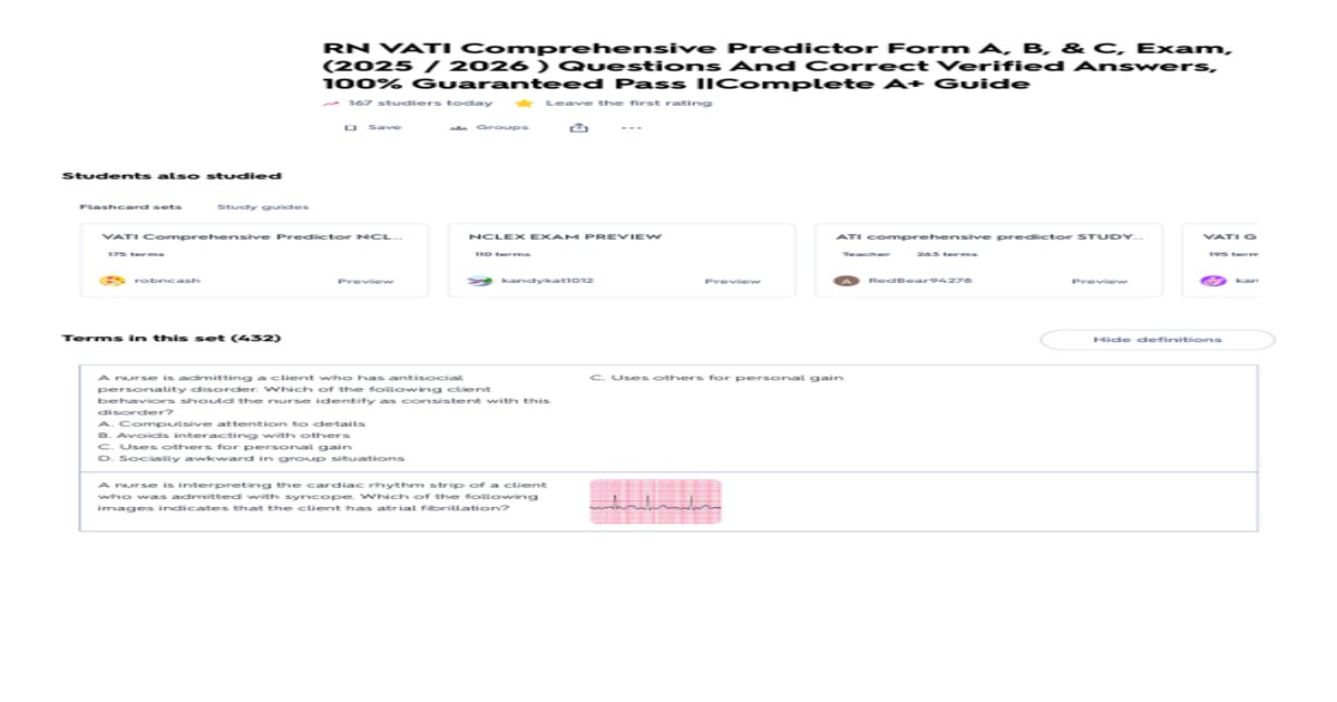 RN VATI FUNDAMENTALS 2026 ASSESSMENT| Virtual ATI Test Answered | Complete Q&A | Pass Guaranteed -