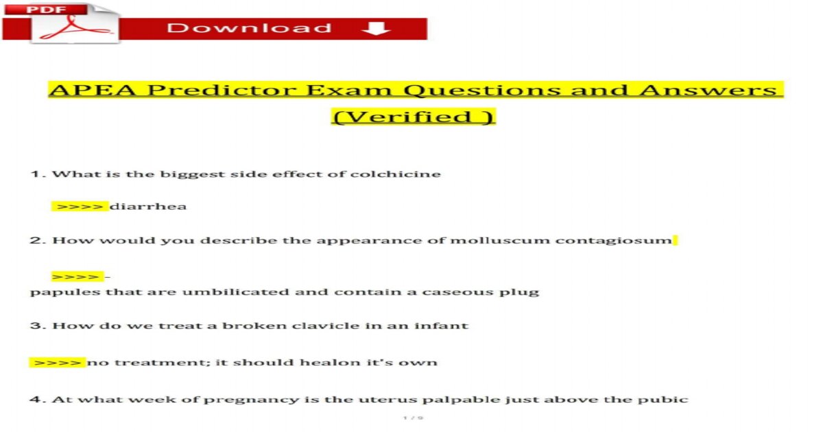 APEA Predictor Exam Questions and Answers Latest 2025-2026 Graded A+