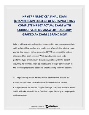 NR667 CEA Final Exam Study Guide | Complete Verified Questions and Answers