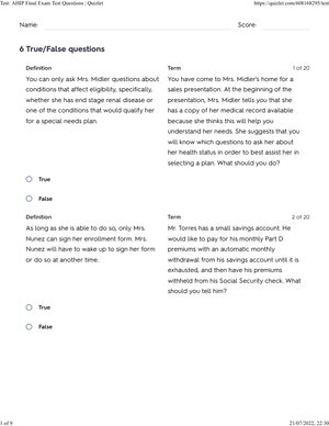 AHIP Final Exam Test Questions and Answers 2022/2023 – Verified Solutions by Gold-Rated Experts