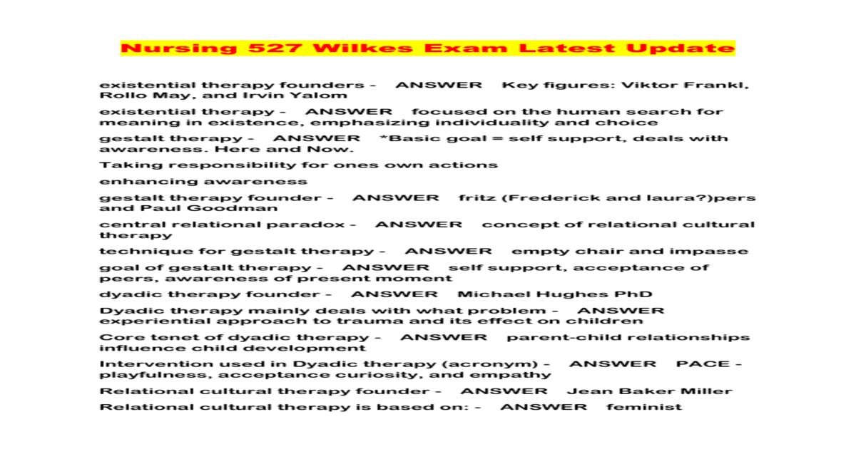 NSG 527 Final Exam (Latest 2026 / 2027) Questions and Answers with Verified Rationales, 100% Guarantee Pass - Wilkes