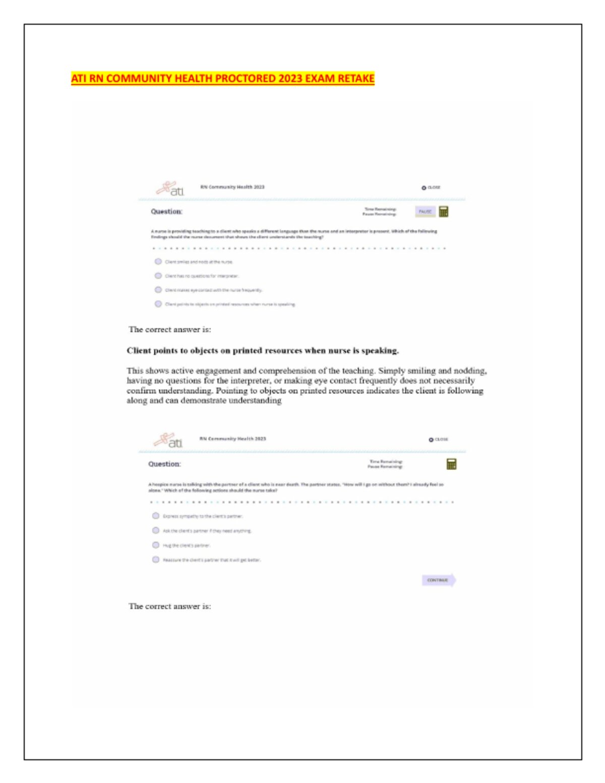 ATI RN Community Health Exam Retake Guide preview