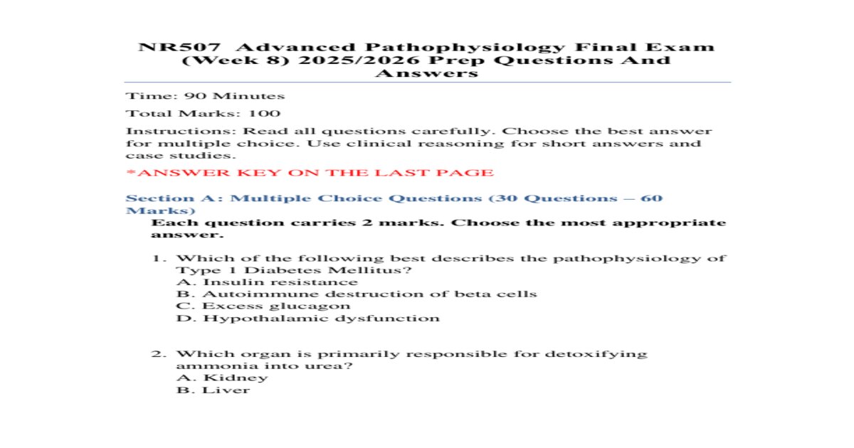 Nr507 final exam 2025/ 2026
