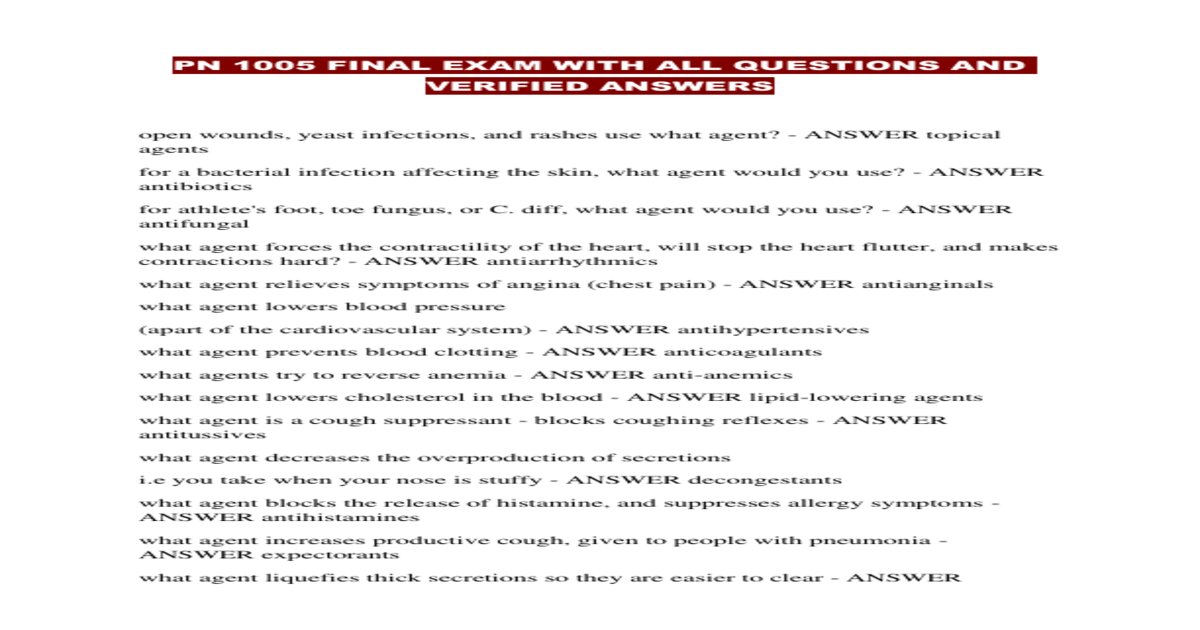 Pn 1005 final exam with all questions and verified answers