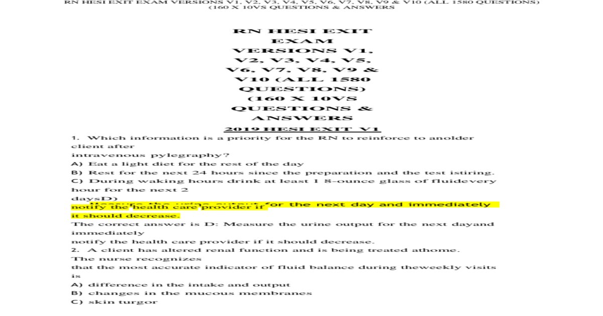 Community Health RN V2 Exit Hesi Guaranteed A+ TB Guide (All 160 Q&A