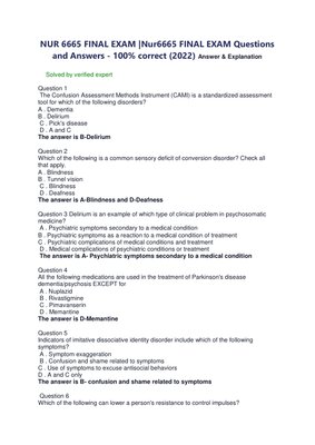 NUR 6665 Final Exam Questions and Answers 2022 – 100% Correct Verified Solutions