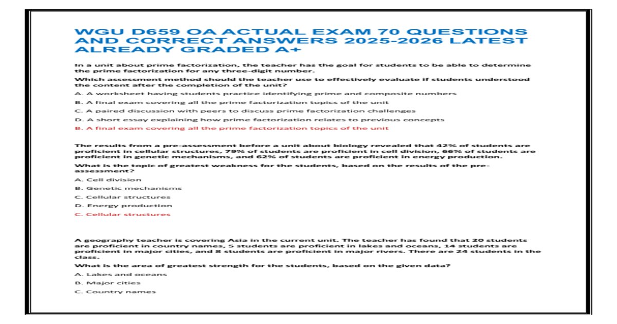 WGU D659 OA Exam Test Questions with Verified Answers preview