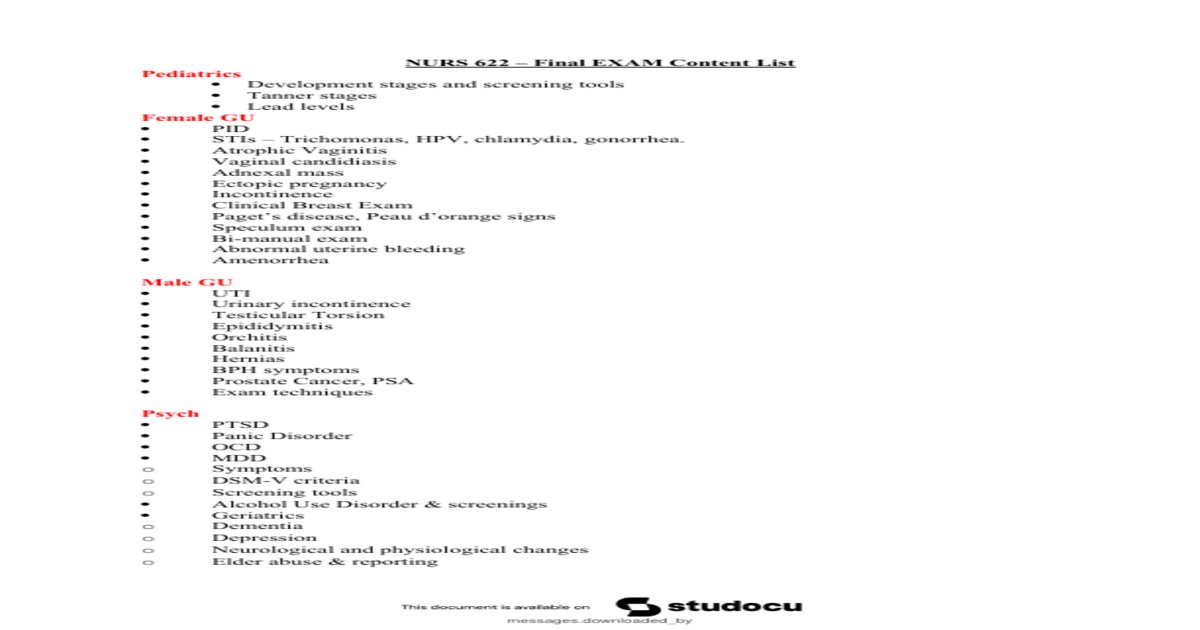 NUR 622 FINAL EXAM PREP NEWEST 2026/2027 COMPLETE 100 QUESTIONS AND CORRECT DETAILED A