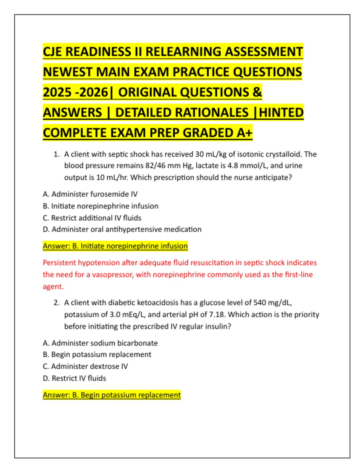 CJE READINESS II RELEARNING ASSESSMENT  NEWEST MAIN EXAM PRACTICE QUESTIONS  2025 -2026| ORIGINAL QUESTIONS &  ANSWERS | DETAILED RATIONALES |HINTED  COMPLETE EXAM PREP GRADED A+