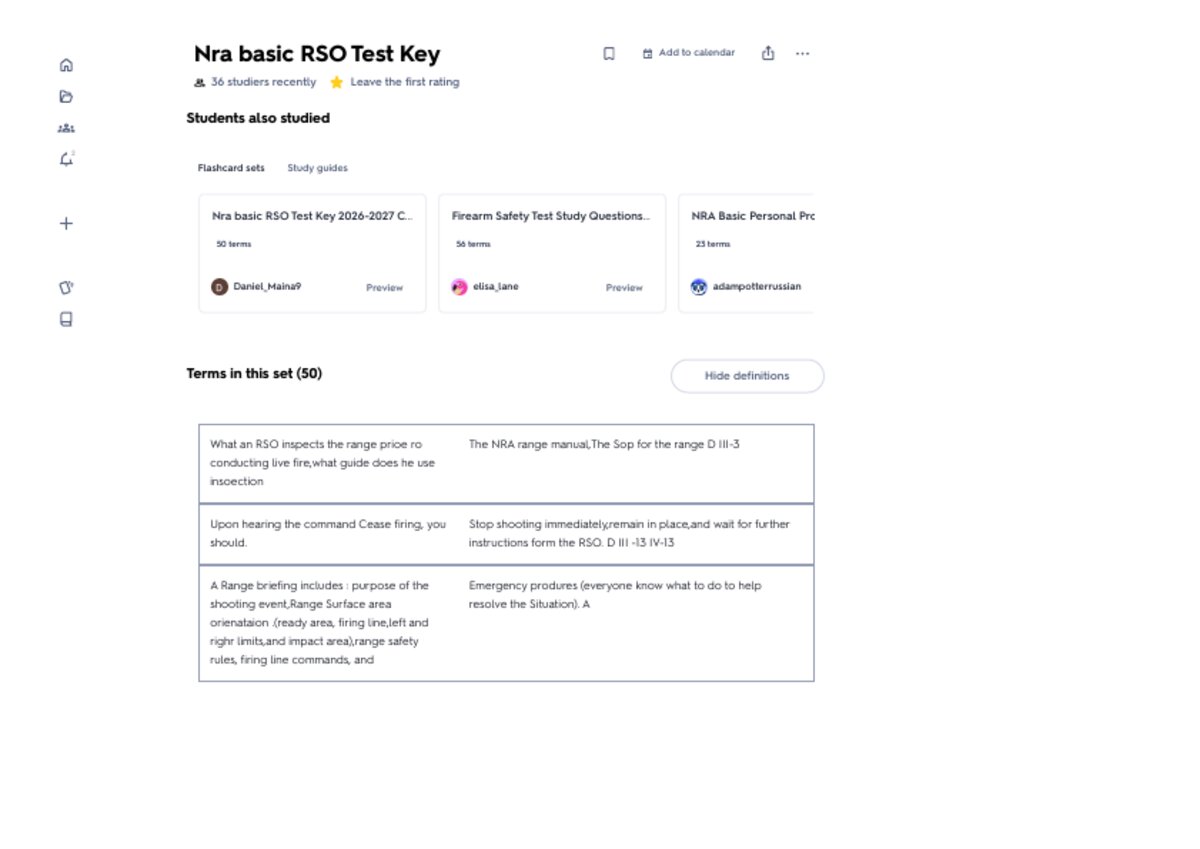 Nra basic RSO Test Key with 100% correct answers 2026 preview