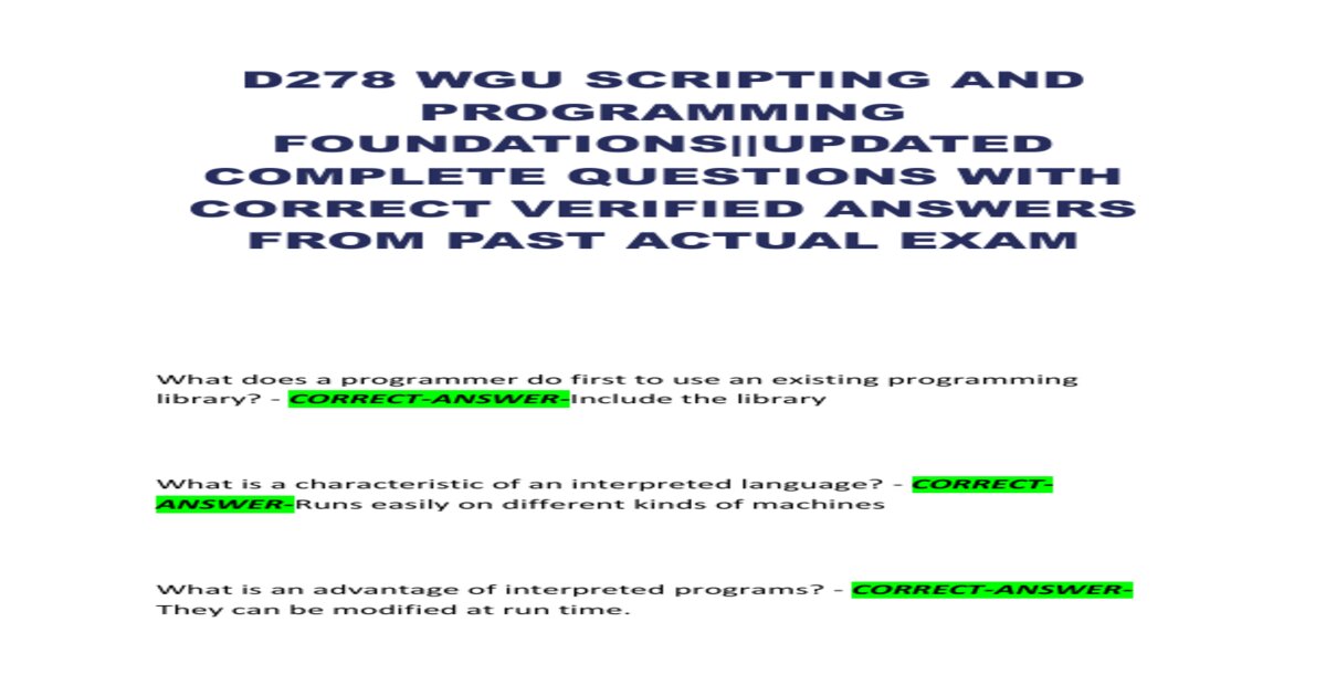 D278 wgu scripting and programming foundations