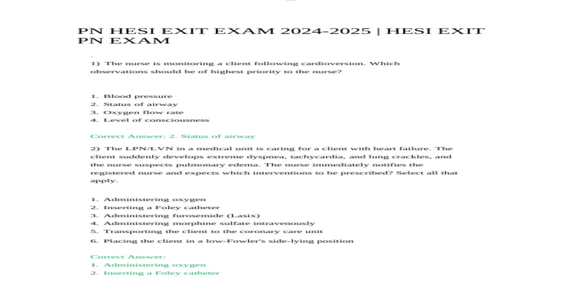 HESI PN exit exam