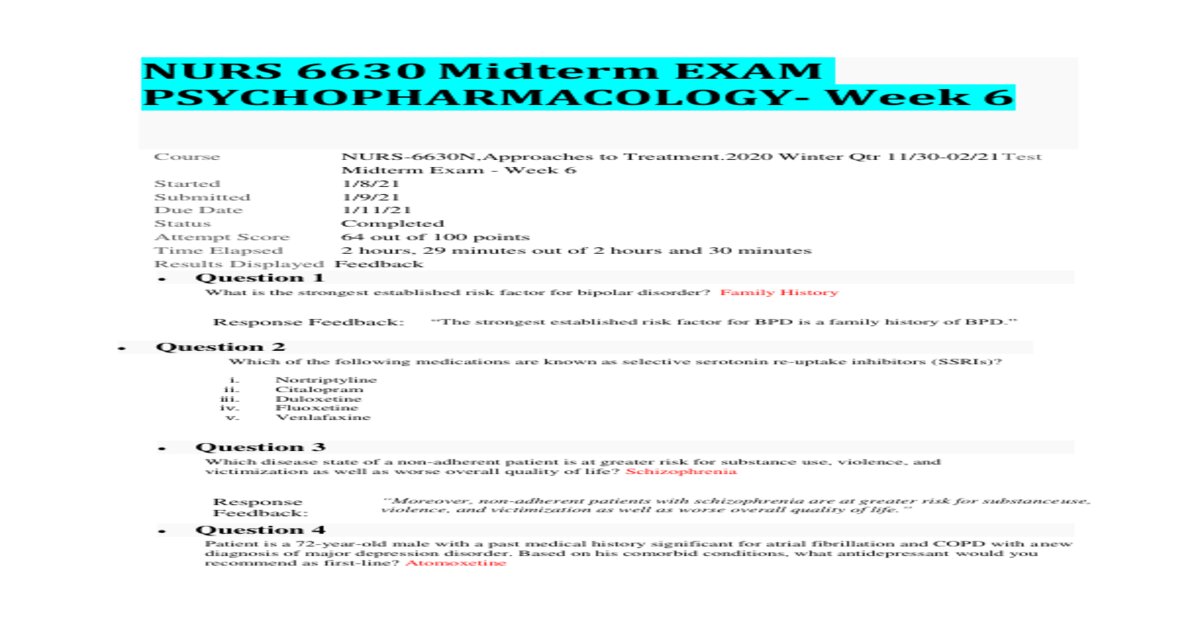 Nurs 6630 midterm exam